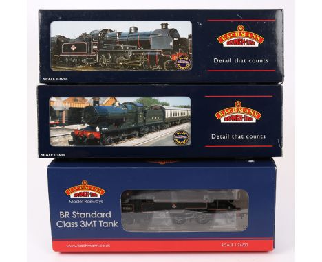 3 Bachmann Branch-Line OO gauge steam locomotives. A BR Standard class 3MT 2-6-2 tank locomotive (31-977) RN 82016 in lined b