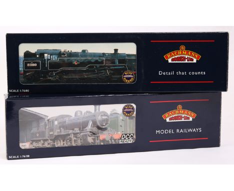 2 Bachmann Branch-Line OO gauge steam locomotives. An LMS Ivatt class 2MT 2-6-0 tender locomotive (32-827) RN 6404 in unlined