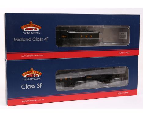 2 Bachmann Branch-Line OO gauge steam locomotives. A Midland class LMS 4F 0-6-0 tender locomotive (31-880) in unlined black l