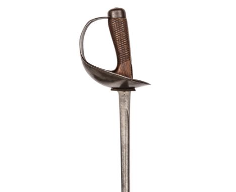 An India Pattern 1908 Mk I cavalry trooper’s sword, fullered blade 35”, by Wilkinson with stamps and date “3.29”, semi bowl g