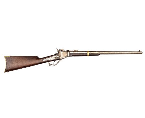 A .54” Starr breech loading under lever percussion carbine, 37½” overall, barrel 21” stamped “Starr Arms * Yonkers NY”, the b