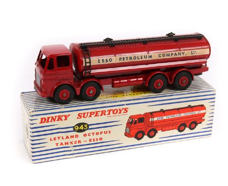 A Dinky Supertoys Leyland Octopus Tanker (943). In bright red ‘ESSO’ livery. Boxed, minor wear/creasing. Vehicle GC-VGC minor