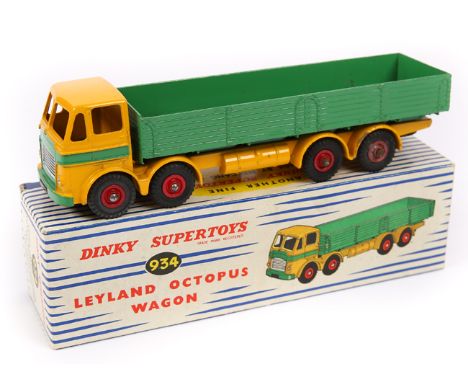 A Dinky Supertoys Leyland Octopus Wagon (934). An example with yellow cab and chassis with green flash and bumper to cab, gre