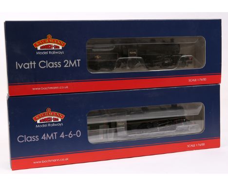 2 Bachmann Branch-Line OO gauge steam locomotives. BR Ivatt class 2MT 2-6-0 tender locomotive (32-829A) RN 46446 in lined bla
