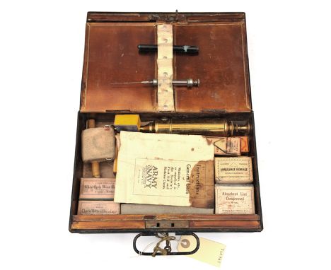 A WWII Field Ambulance kit, by Army & Navy Cooperative Society Ltd, comprising syringes, tourniquet, dressings, drugs, etc, c