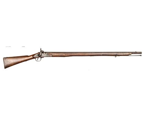 A 10 bore trade type percussion musket,  55½” overall, barrel 40” with B’ham proofs, the large flat border engraved lock stam
