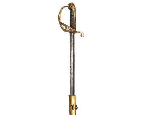 An early Vic 1822 pattern infantry officer’s sword, slightly curved, pipe backed blade 32½”, by Jones 6 Regent St London, etc