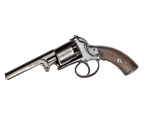 A Birmingham made 5 shot 80 bore open frame self cocking percussion revolver, 9¾” overall, octagonal barrel 4½”, B’ham proved