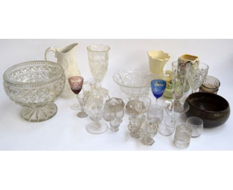 A Portmeirion glazed jug, chased with vine decoration, Carltonware, and other ceramics, together with a quantity of cut glass