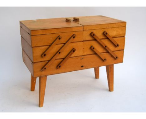 A vintage 20th century retro metamorphic sewing box