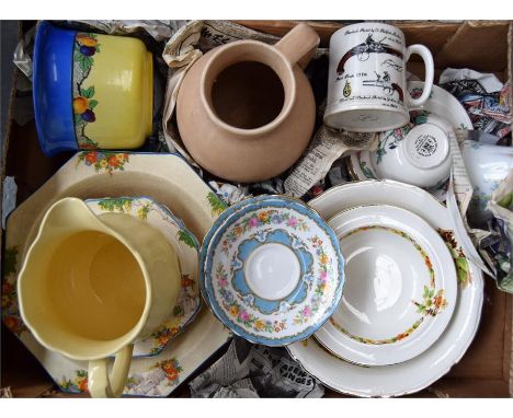 A box of mixed ceramics including Midwinter porcelain