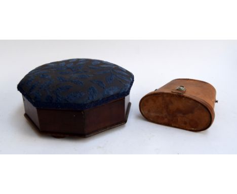 An octagonal spittoon stool, with brass lining, and a pair of vintage Kershaw binoculars in leather case