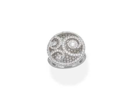 GRAFF: 'DIAMOND ON DIAMOND' RINGCircular, set with brilliant-cut diamonds, weighing 4.62 carats total, to similarly-cut diamo
