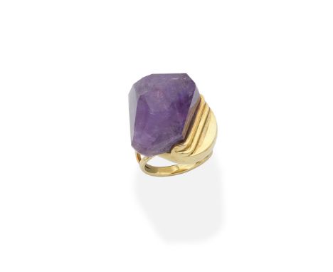 AMETHYST RING, CIRCA 1970Set with an amethyst crystal,  ring size approx. MFor further information on this lot please visit B