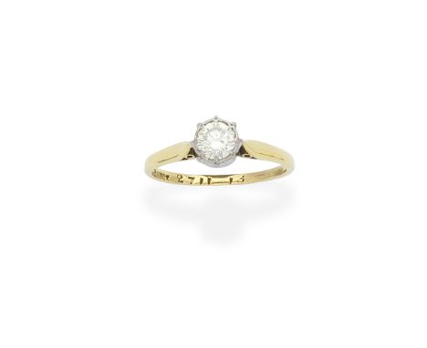 DIAMOND SINGLE-STONE RINGSet with a brilliant-cut diamond, mounted in 18 carat white and yellow gold, partial London hallmark