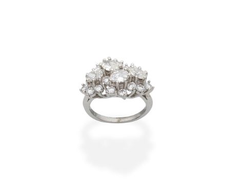 DIAMOND RINGDesigned as a cluster of brilliant and oval-cut diamonds, diamonds approx. 2.40cts total, ring size approx. KFor 