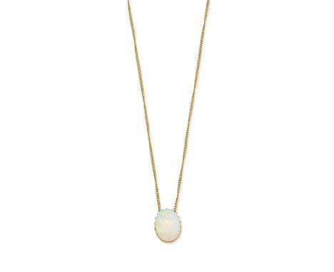 OPAL AND DIAMOND BANGLE, CIRCA 1897 AND OPAL PENDANT1st: The hinged bangle set to the front with oval cabochon opals, accente