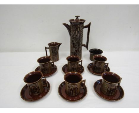 Portmeirion 'Cypher Brown' tea set for 6