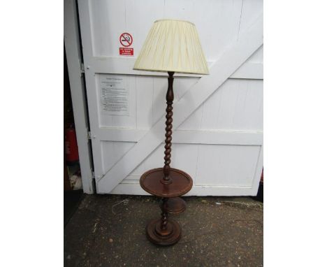 Oak Barley twist table floor lamp with shade 