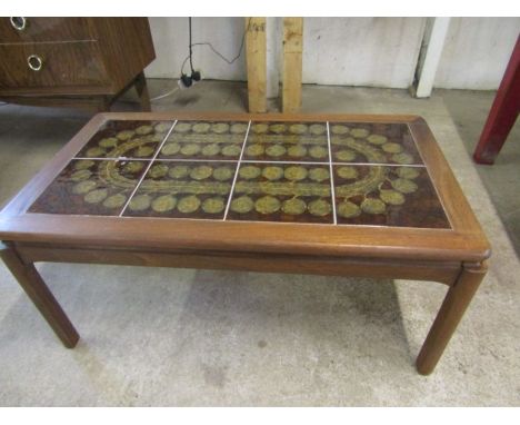 Danish teak tile topped coffee table