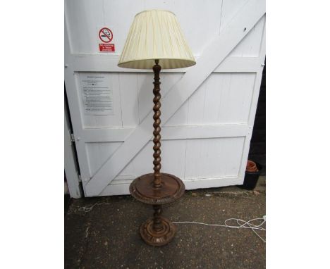 Oak barley twist table floor lamp with shade 