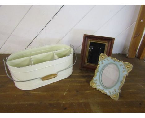 Laura Ashley enamel cleaning caddy and 2 Laura Ashley photo frames 