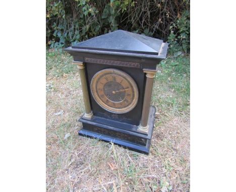 Black slate mantle clock 