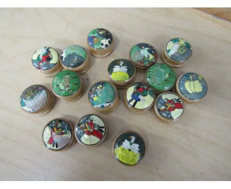 wooden handpainted pill pots/trinket pots