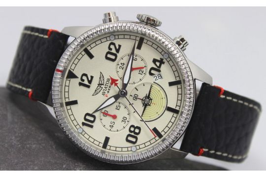 Aviator F series vintage style stainless steel pilot's watch - new