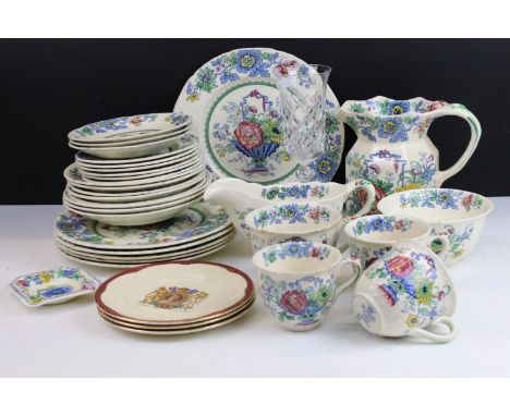 Three Clarice Cliff Queen Elizabeth Coronation plates 1953 No.540076, diameter 16.5cm, together with Mason's Ironstone China 