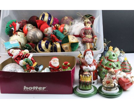 Selection of vintage Christmas baubles and ornaments to include glass (Christopher Radko), fabric and ceramic (Villeroy &amp;