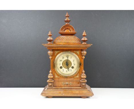 Junghans German walnut mantel table clock H 42cm 