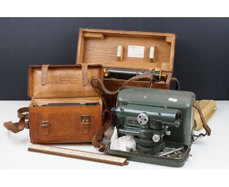 Vintage surveyors level, E.R Watts &amp; Son, London No.15875, in case together with Hilger Eatts No.125833 Surveyor's precis