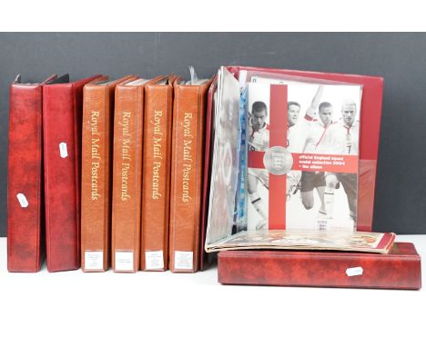 Collection of stamps and related ephemera housed within albums to include an album of mint stamps sheets including London 201