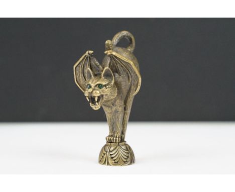 Bronze pipe tamper in the form of a vampire bat