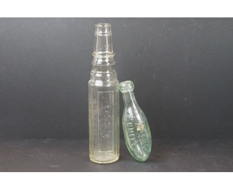 Vintage Esso oil glass bottle, one pint, c.1950, H 31cm together with an F. Chitty, Chichester, Barnett and Foster torpedo bo