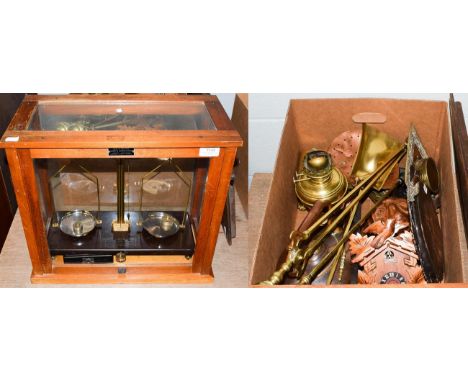 Griffin &amp; George microid standard model cased weighing scales with an incomplete set of weights, together with a quantity