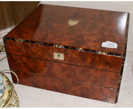 A 19th century thuya wood mother-of-pearl inlaid writing slope 