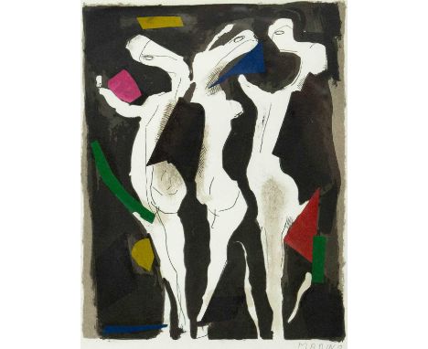 Nino MARINO (1929) Abstract Figures  Lithograph, signed, 34 x 25cm, 74 x 53cm framed.