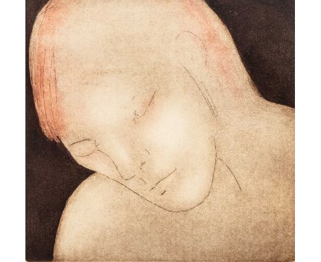 Sheila OLINER (1930-2020) Head  Etching, signed and inscribed, numbered 6/30, plate size 18.5 x 19cm, 40 x 40cm framed.