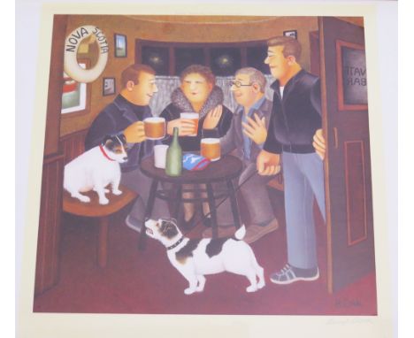 Beryl Cook, Print of a pub scene, Published by Alexander Gallery Publications Ltd. Bristol, 46x47cm, F&G, pencil signed.