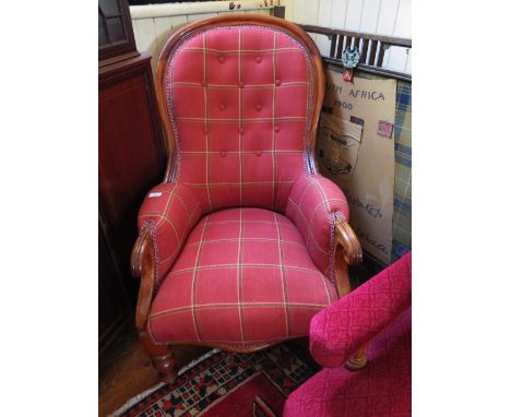 A Victorian Upholstered Button Back Armchair