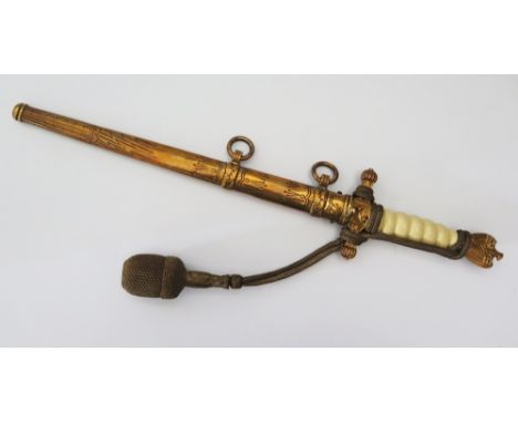 A World War II German Naval Presentation Dagger with inscription, the blade marked with a squirrel and 'ORIGANL EICKHORS SOLI