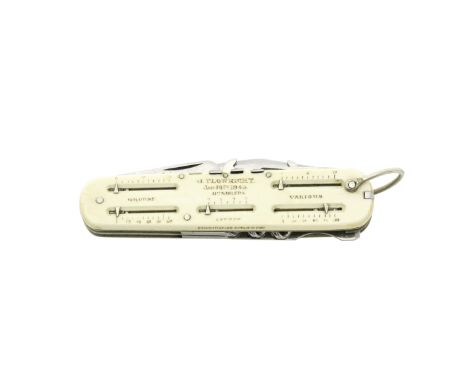 An Asprey Combination Pocket Knife, Game Counter And Place-FinderRetailed By Asprey, 166 Bond St., London, Dated 1943Comprisi