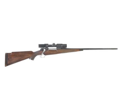 A .25-06 (Rem.) bolt-magazine rifle by David Lloyd, no. 62Side-safety, the Mauser action-body with thumb-recess and charger-g