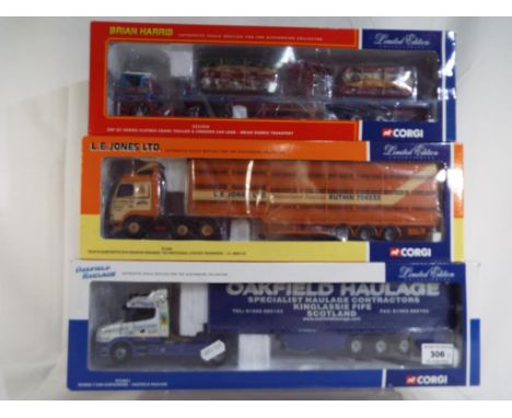 Corgi - 3 diecast 1:50 scale models Scania T Cab Curtainside, Oakfield Haulage, CC12811, Volvo FH Globetrotter with Houghton 