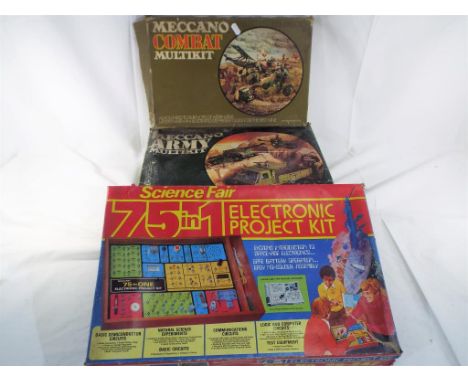 Radio Shack and Meccano - one boxed Meccano set Army multi kit and one Meccano combat multi kit (empty box) with instructions