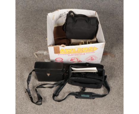 A box of assorted cameras including Boots Compact 300 and Ferguson Videostar.  