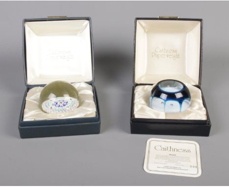A Caithness 'Octet' paperweight, in box with certificate 199/500, together with millefiori and foal example in Caithness box.