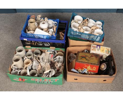 Four boxes of miscellaneous including various ceramics, rotary phone and glassware.  